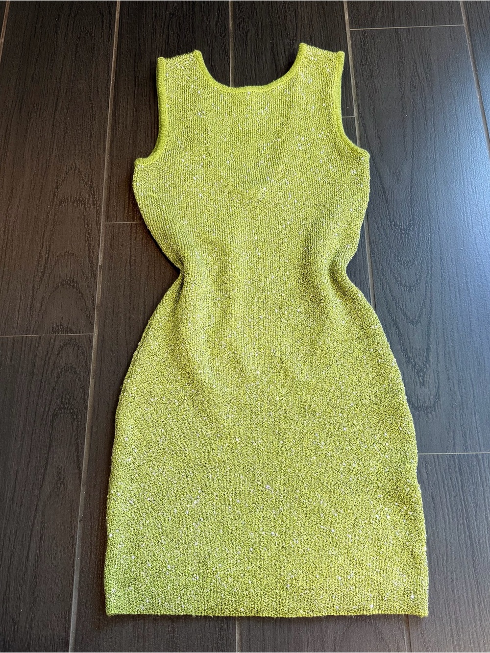 Sleeveless Glitter Bodycon Mini Dress in Light Olive - Picture 4 of 14